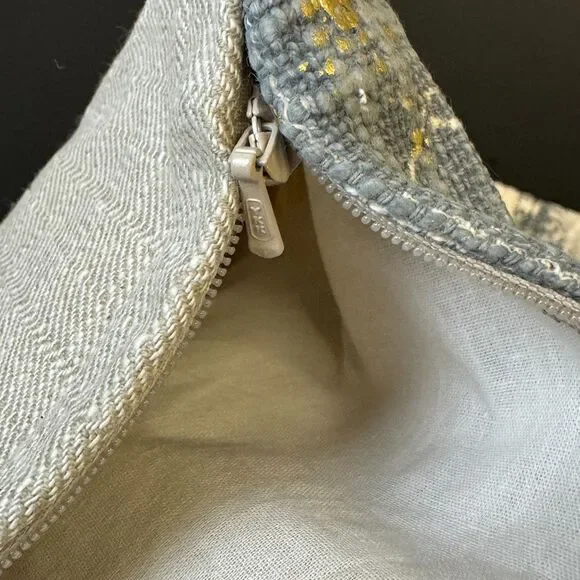 Pottery Barn x Villa Blaise Luciana Pillow Cover in Rain Blue Gold Metallic NEW - Picture 4 of 11